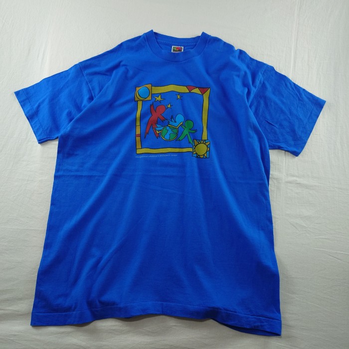 【90s・USA製】フルーツオブザルーム プリントTシャツ シングルステッチ 青 | Vintage.City 古着屋、古着コーデ情報を発信