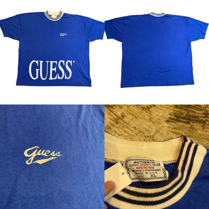 ビンテージ 90年代 ゲス ロゴ刺繍 Tシャツ XL ブルー | Vintage.City 古着屋、古着コーデ情報を発信