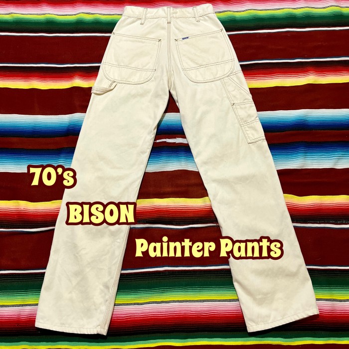 70s BISON Vintage スラックス ブルー バイソン デッドストック