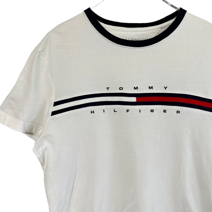 TOMMY HILFIGER Tシャツ センターロゴ リンガー 刺繍ロゴ | Vintage.City