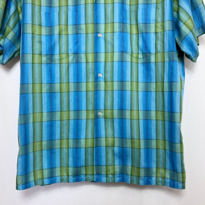 60's】TOWN CRAFT（Penneys）ombre check open collar box shirt -L ...