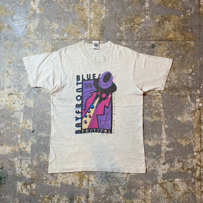90s フルーツオブザルーム tシャツ USA製 M グレー アート