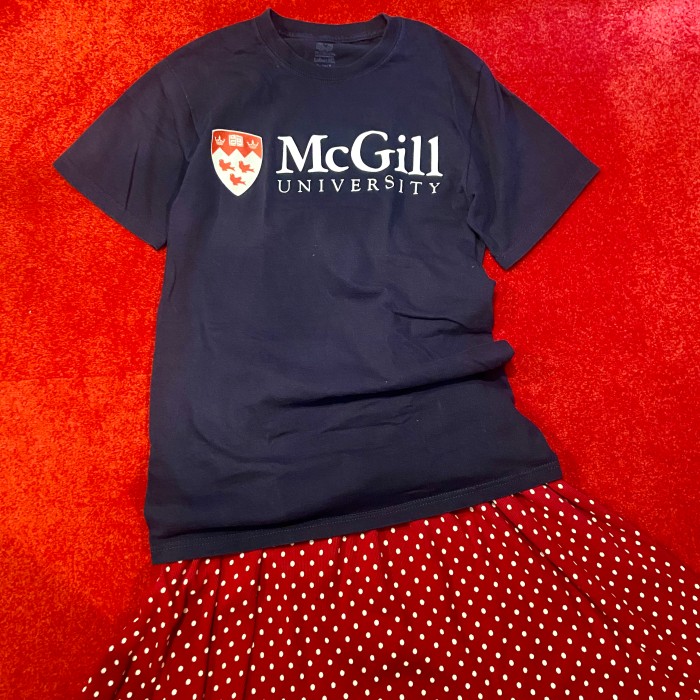 McGill university カレッジロゴTシャツ ネイビー フルーツオブザルーム | Vintage.City 古着屋、古着コーデ情報を発信