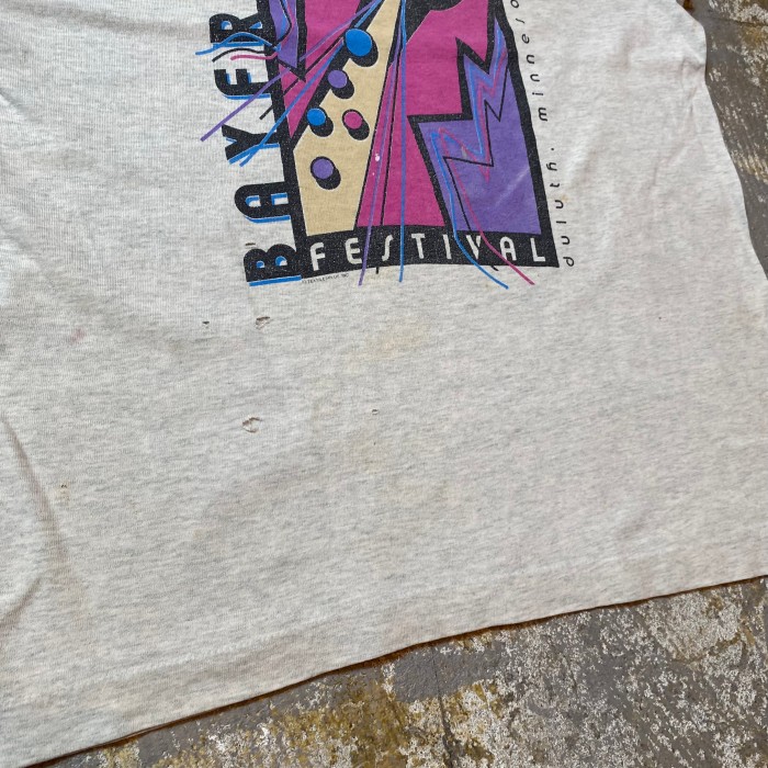 90s フルーツオブザルーム tシャツ USA製 M グレー アート