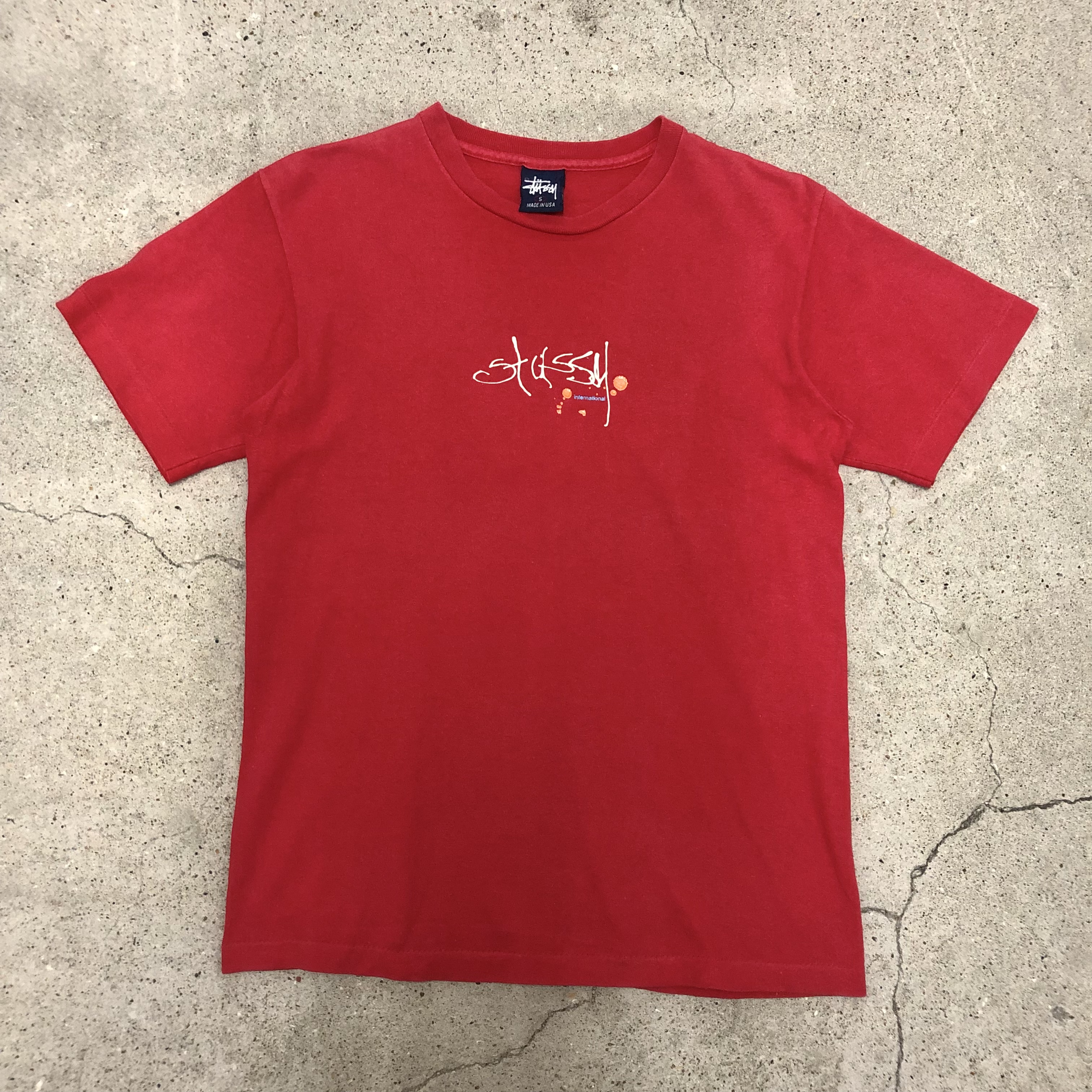 90s OLD STUSSY/Logo print Tee/USA製/紺タグ/S/ロゴプリント/Tシャツ