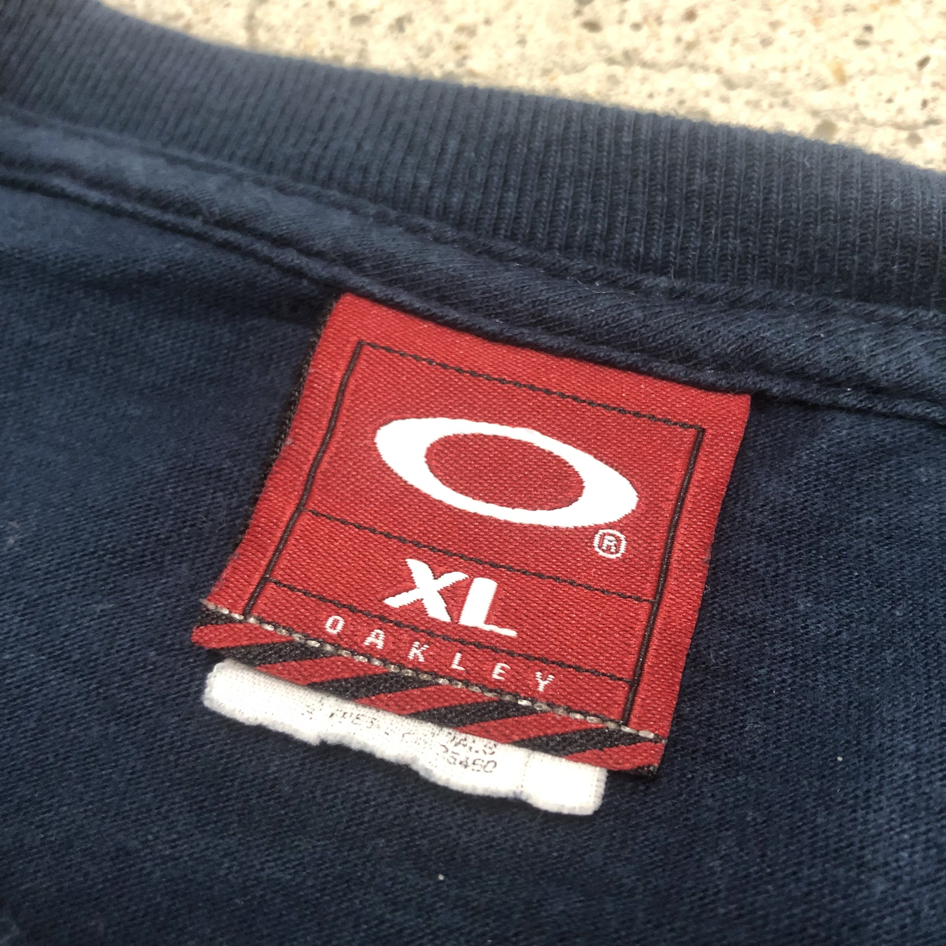 s OAKLEY/Logo print Tee/XL/ロゴプリント/Tシャツ/ネイビー
