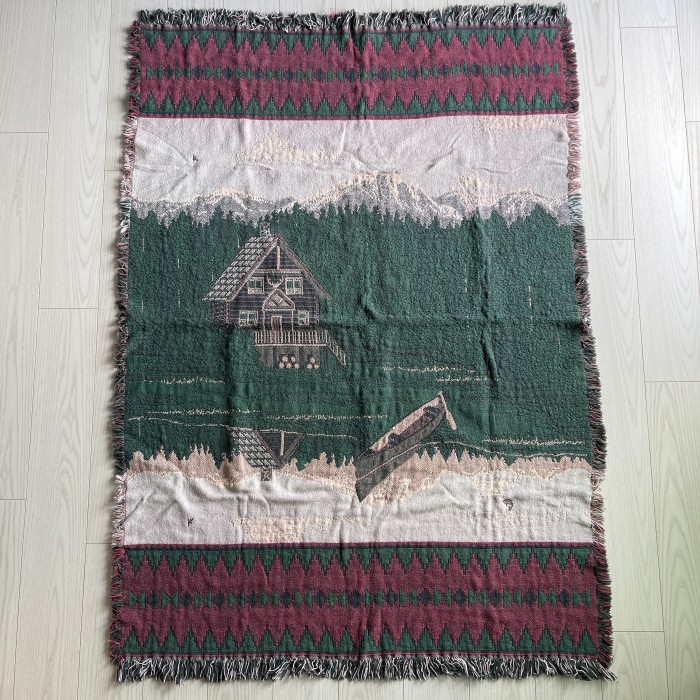 USA製　ヴィンテージラグ　マット　絨毯　オルテガ　アンティーク　カントリー