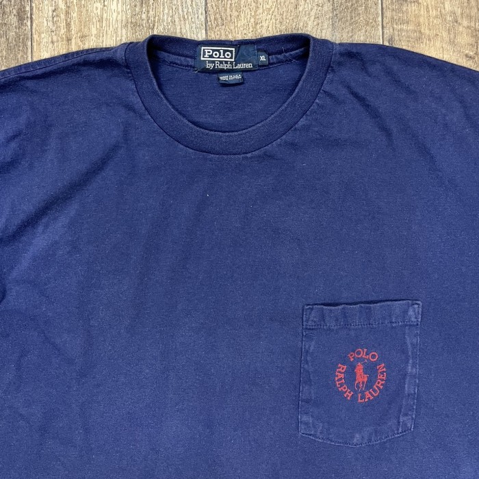 90'S RALPH LAUREN シングルステッチ プリント入りポケット 半袖 Tシャツ ネイビー USA製 (VINTAGE) | Vintage.City 古着屋、古着コーデ情報を発信