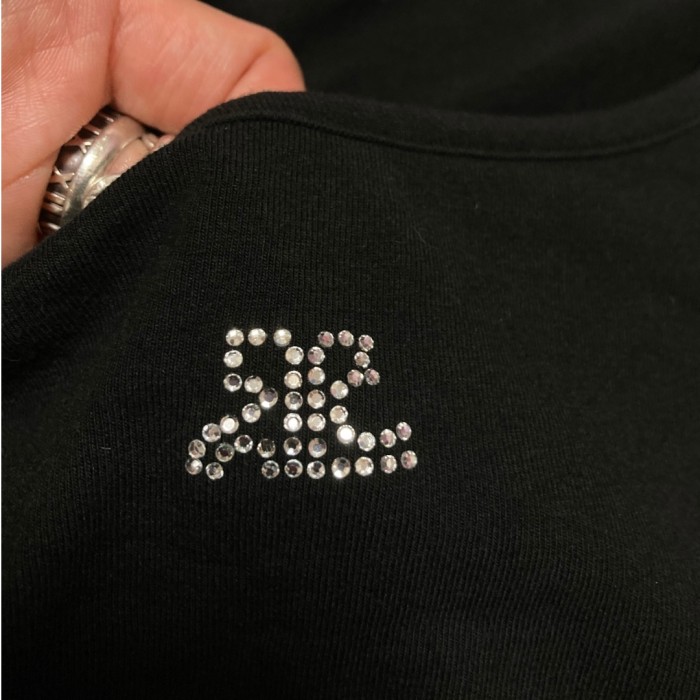 00's y2k early 2000's "courreges " bling-bling rhinestone logo  T-shirt Tops | Vintage.City 古着屋、古着コーデ情報を発信