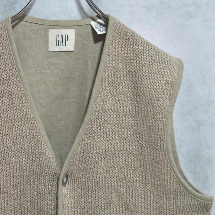 90s " GAP " linen x cotton knit & shirts fabric vest | Vintage.City 古着屋、古着コーデ情報を発信