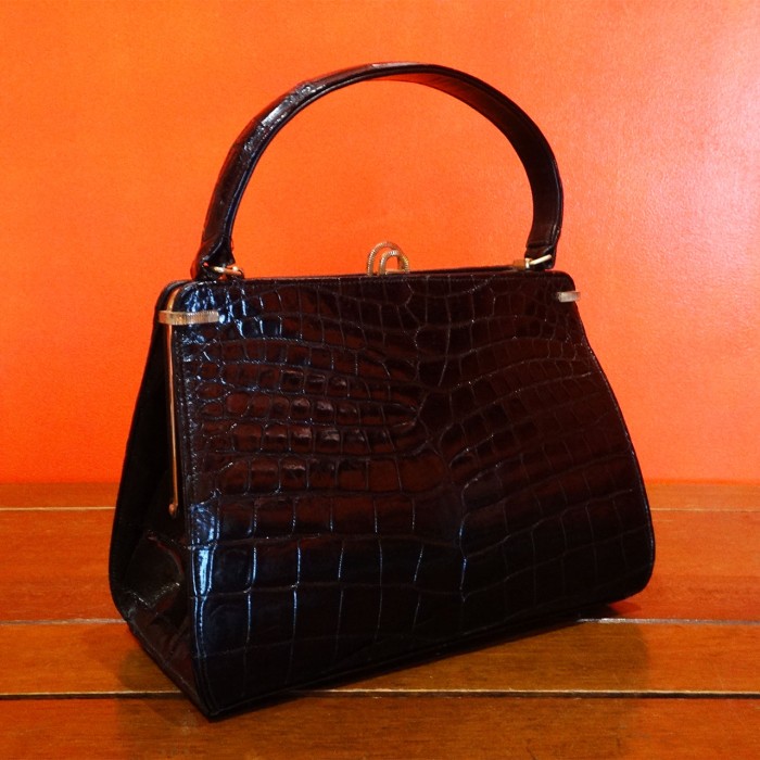 60s USA「Lesco」Vintage black crocodile handbag | Vintage.City 古着屋、古着コーデ情報を発信