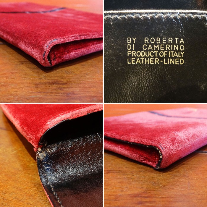 「ROBERTA DI CAMERINO」Vintage red velvet clutch bag | Vintage.City 빈티지숍, 빈티지 코디 정보