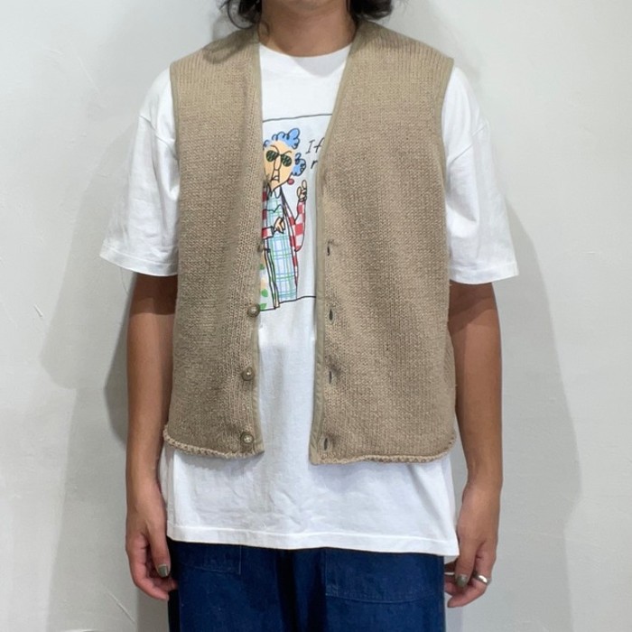 90s " GAP " linen x cotton knit & shirts fabric vest | Vintage.City 빈티지숍, 빈티지 코디 정보
