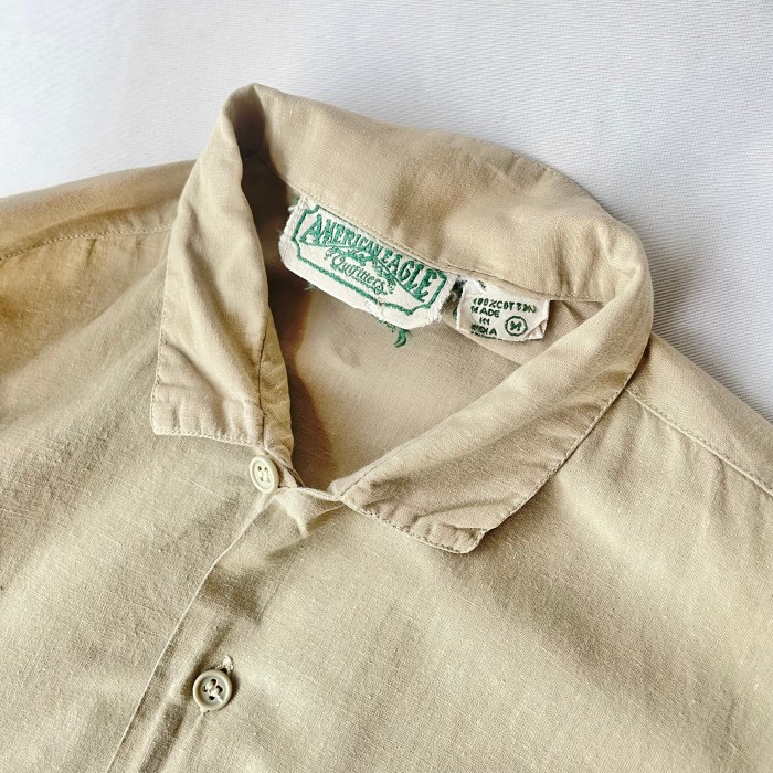 Old AmericanEagle オールドアメリカンイーグル インド綿 ベージュ半袖シャツ オープンカラー S | Vintage.City 빈티지숍, 빈티지 코디 정보