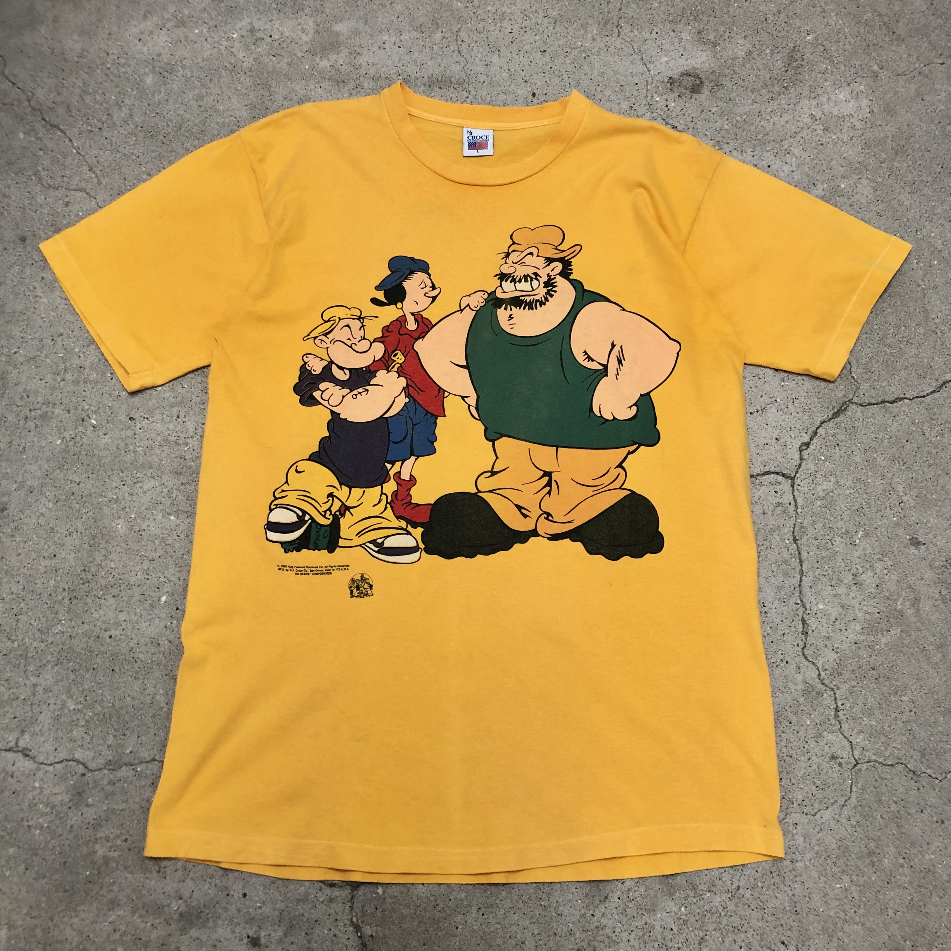 90s POPEYE/Character print Tee/USA製/L/キャラクタープリント/T