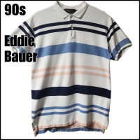 90s Eddie Bauer エディーバウアー　ポロシャツ　半袖　ボーダー柄　マルチカラー　サイズXL | Vintage.City 古着屋、古着コーデ情報を発信