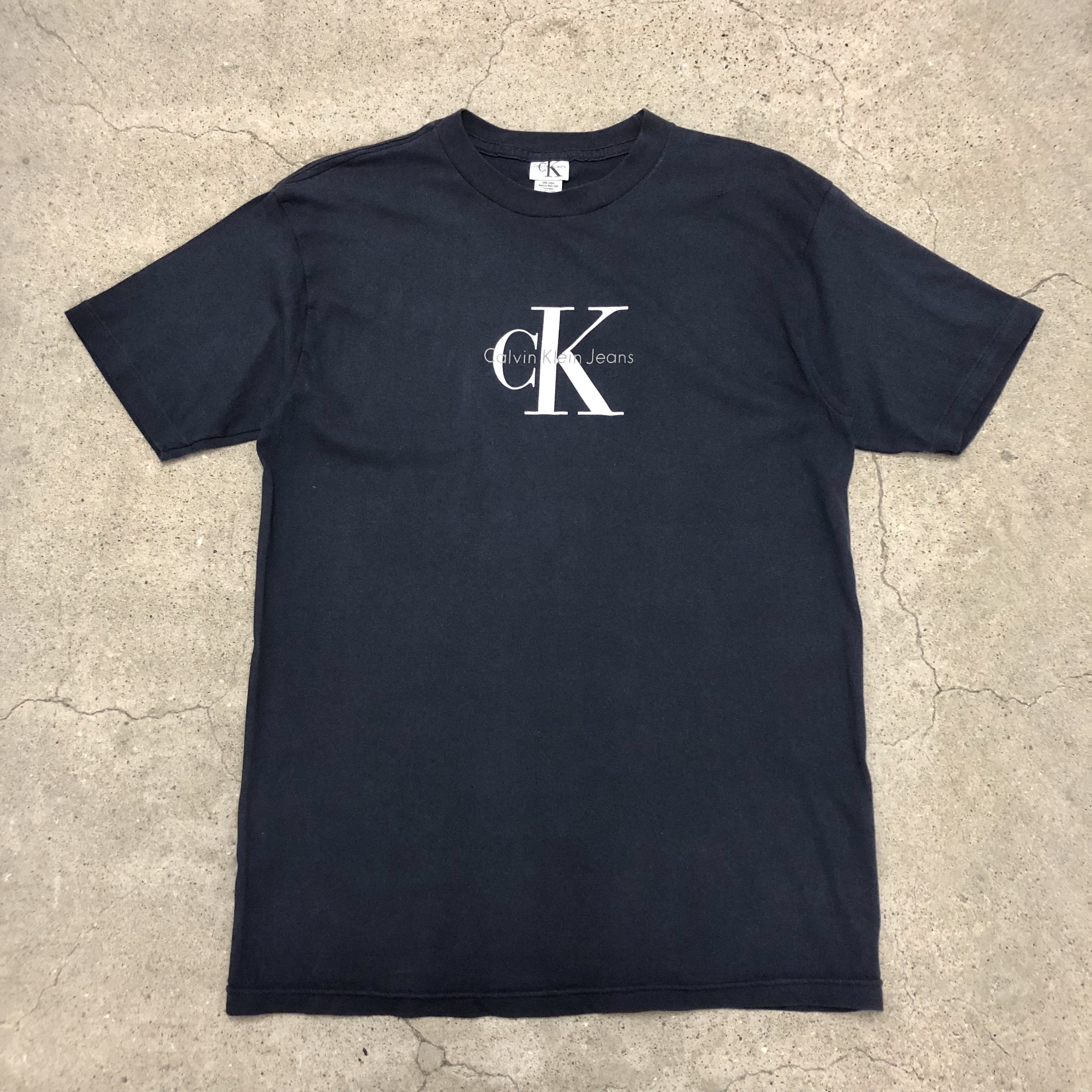 90〜00s Calvin Klein/Logo print Tee/USA製/L/ロゴプリント/Tシャツ ...