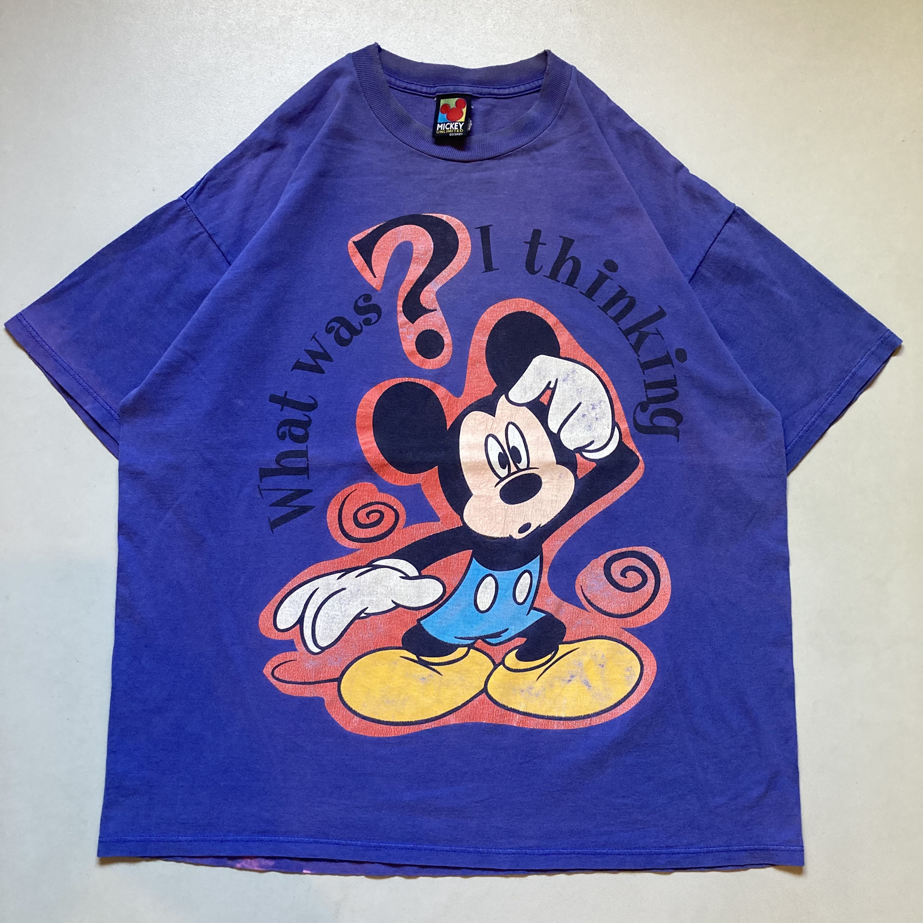 90s〜 Disney Mickey T-shirt 「what was I thinking 」ディズニー ...