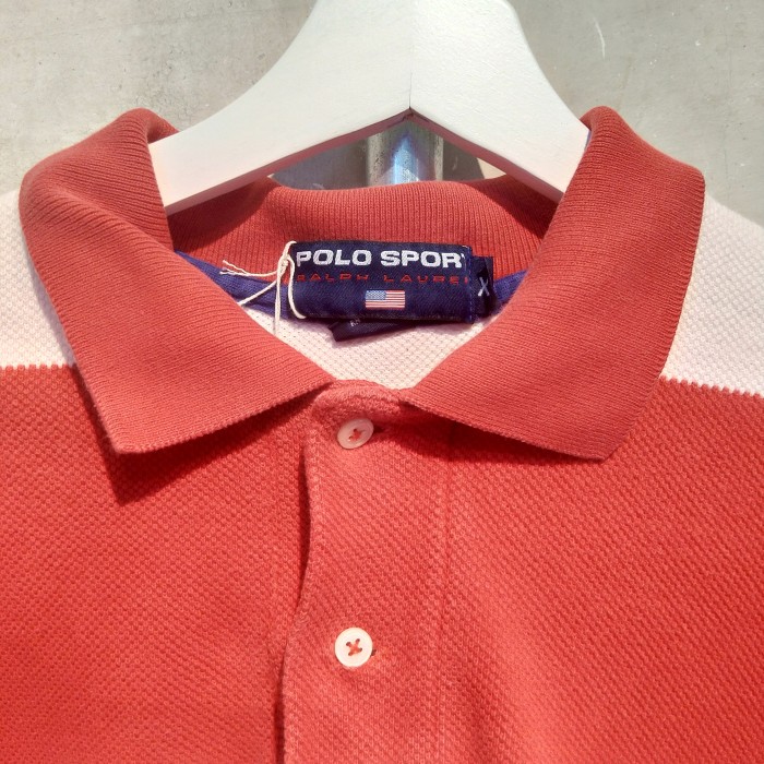 POLO SPORT ポロシャツ レッド 胸刺繍 XLサイズ made in USA 1878