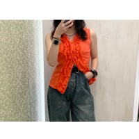 versace/no sleeve/blouse/orange/ヴェルサーチ/ノースリーブ/ブラウス/オレンジ | Vintage.City 빈티지숍, 빈티지 코디 정보