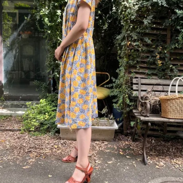 50's yellow flower one-piece | Vintage.City 古着屋、古着コーデ情報を発信