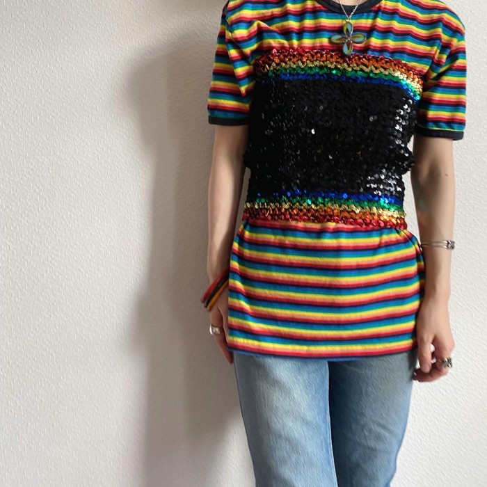 sequin bare top | Vintage.City 古着屋、古着コーデ情報を発信
