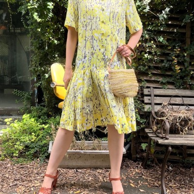 button up yellow one-piece | Vintage.City 古着屋、古着コーデ情報を発信