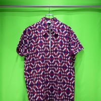 vintage euro 70s design print zip polo shirt | Vintage.City 古着屋、古着コーデ情報を発信