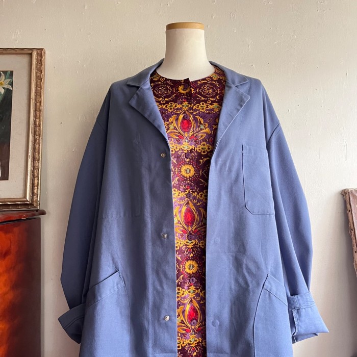 Euro vintage work shop coat /グレイッシュブルーのヴィンテージショップコート | Vintage.City 古着屋、古着コーデ情報を発信