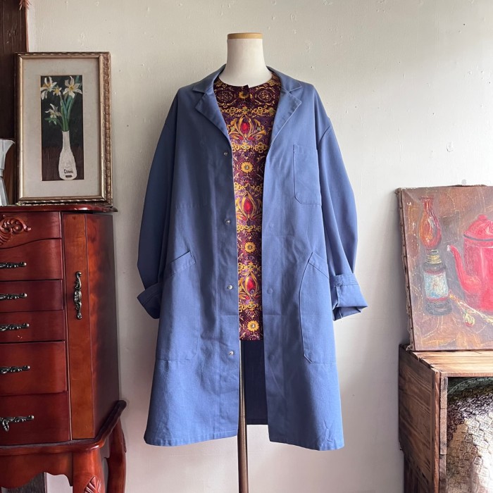Euro vintage work shop coat /グレイッシュブルーのヴィンテージショップコート | Vintage.City 빈티지숍, 빈티지 코디 정보