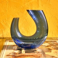「SUGAHARA」 Vintage Blue Glass Design Flower Vase | Vintage.City 古着屋、古着コーデ情報を発信