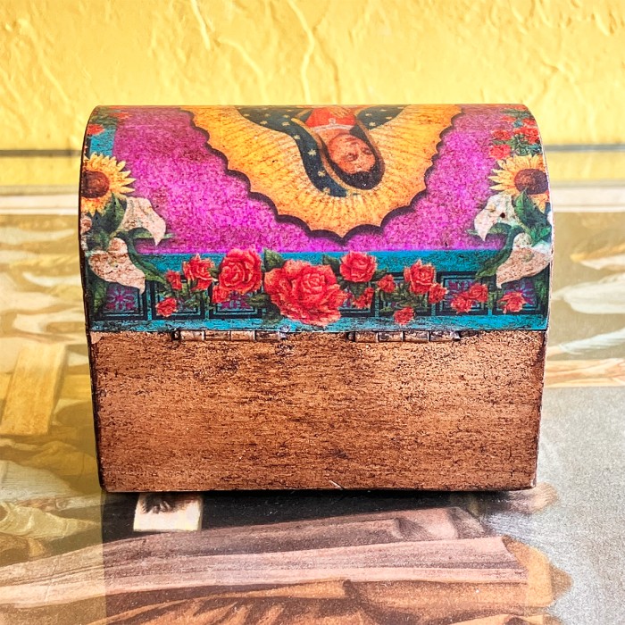 Mexico Decoupage Virgin of Guadalupe Old Wooden Mini Box ② | Vintage.City 빈티지숍, 빈티지 코디 정보