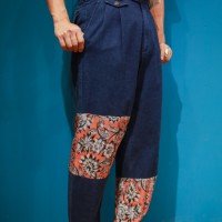 REMAKE Kimono switching denim slacks | Vintage.City 古着屋、古着コーデ情報を発信