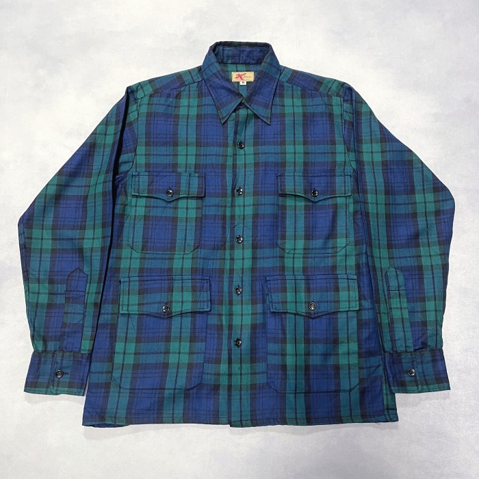 60's USA製 L.L.Bean 筆記体タグ 長袖チェックシャツ 4ポケット