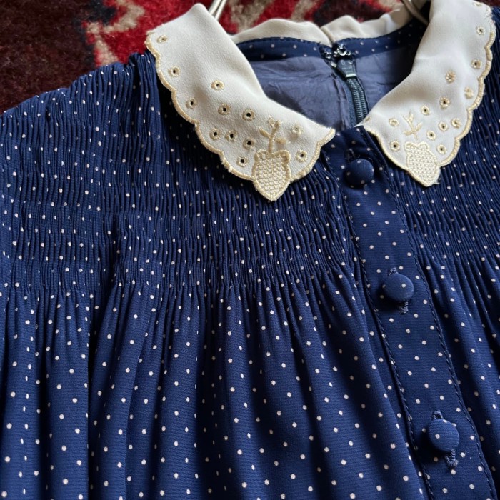 vintage dress navy mini dot/ネイビーミニドットレトロワンピース | Vintage.City 빈티지숍, 빈티지 코디 정보