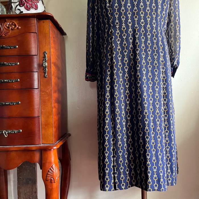 vintage dress /チェーンモチーフのスカーフ柄レトロワンピース | Vintage.City 古着屋、古着コーデ情報を発信