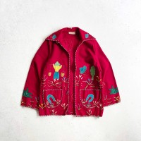 1940〜50s Mexican  Wool embroidery  Souvenir Jacket RED | Vintage.City 古着屋、古着コーデ情報を発信