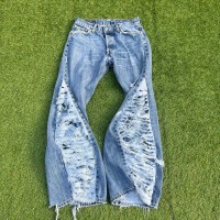 LEVI’S 501 remake flared pants design denim blue break damage | Vintage.City 빈티지숍, 빈티지 코디 정보