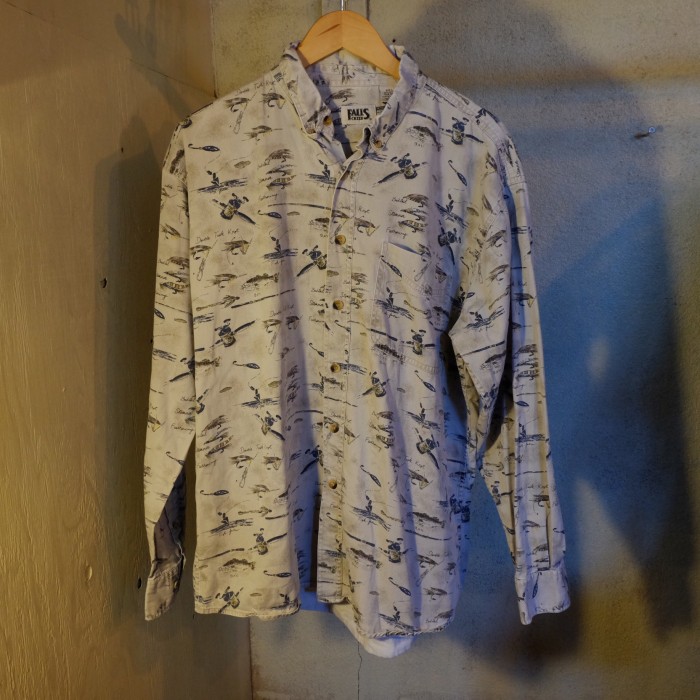 vintage falls creek fishing pattern shirt