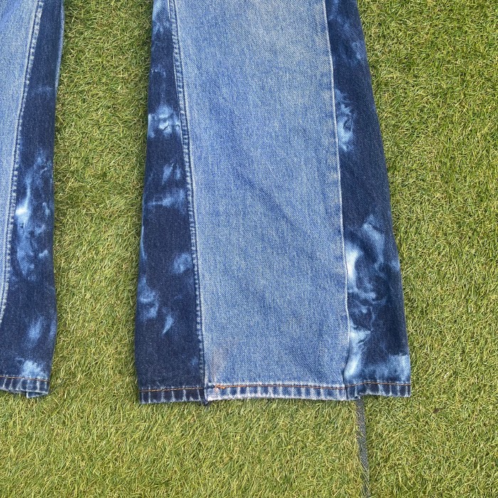 LEVI’S 505 remake flared pants design denim Blue White bleach | Vintage.City Vintage Shops, Vintage Fashion Trends