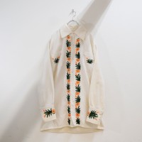 70's Handmade Flower Embroidery Vintage Slab Cotton Shirt | Vintage.City 古着屋、古着コーデ情報を発信