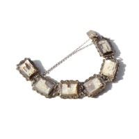 Antique Italy Silver 800 Mother Of Pearl Cameo Marcasite Linked Bracelet | Vintage.City 古着屋、古着コーデ情報を発信