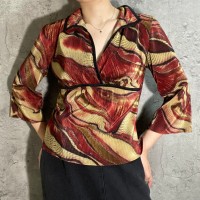 marble pattern flare sleeve pleats shirt | Vintage.City 古着屋、古着コーデ情報を発信