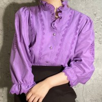 ruffle lace design blouse | Vintage.City 古着屋、古着コーデ情報を発信