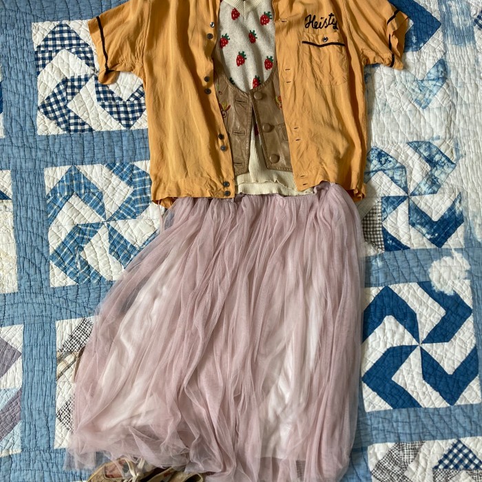 60s オリンピアン ヴィンテージ ボーリングシャツ "OLYMPIAN" ペールオレンジ　チェーンステッチ　made in USA | Vintage.City 빈티지숍, 빈티지 코디 정보