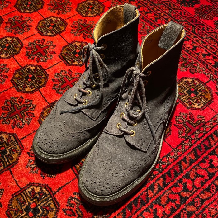Tricker's WING TIP SUEDE LEATHER BOOTS MADE IN ENGLAND ...