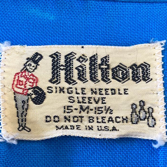 50s 60s ヴィンテージ ボーリングシャツ "HILTON" ブルー　チェーンステッチ　made in USA | Vintage.City 古着屋、古着コーデ情報を発信