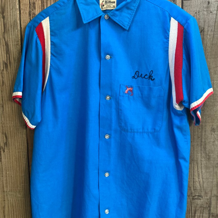 50s 60s ヴィンテージ ボーリングシャツ "HILTON" ブルー　チェーンステッチ　made in USA | Vintage.City 古着屋、古着コーデ情報を発信
