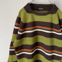 STUSSY multi color border knit size XL | Vintage.City 古着屋、古着コーデ情報を発信