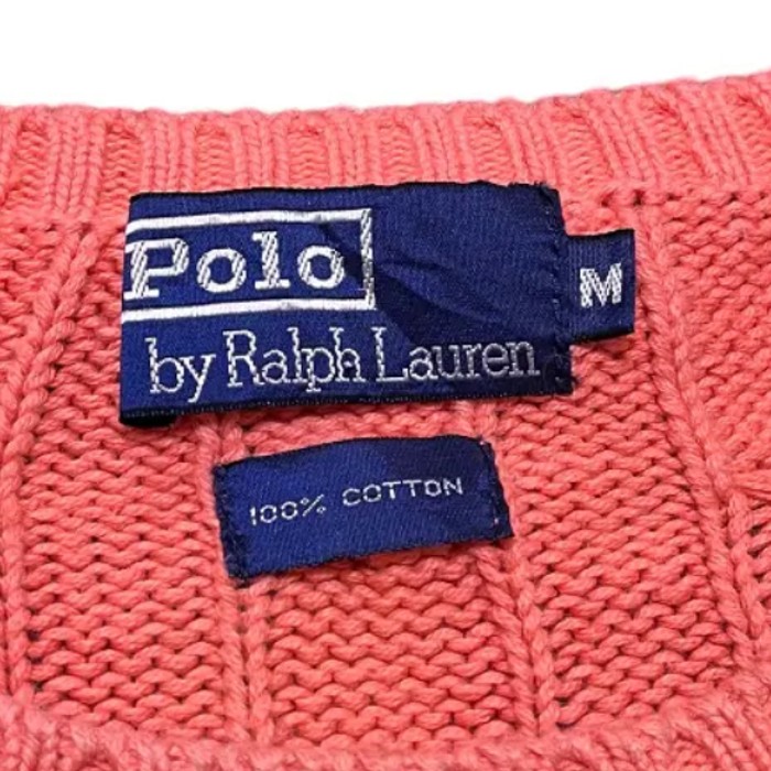 90s polo by ralph lauren cotton knit ラルフローレン　コットン　ニット　ケーブル　ピンク | Vintage.City 빈티지숍, 빈티지 코디 정보